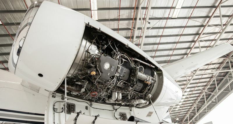 Image of a jet during maintenance
