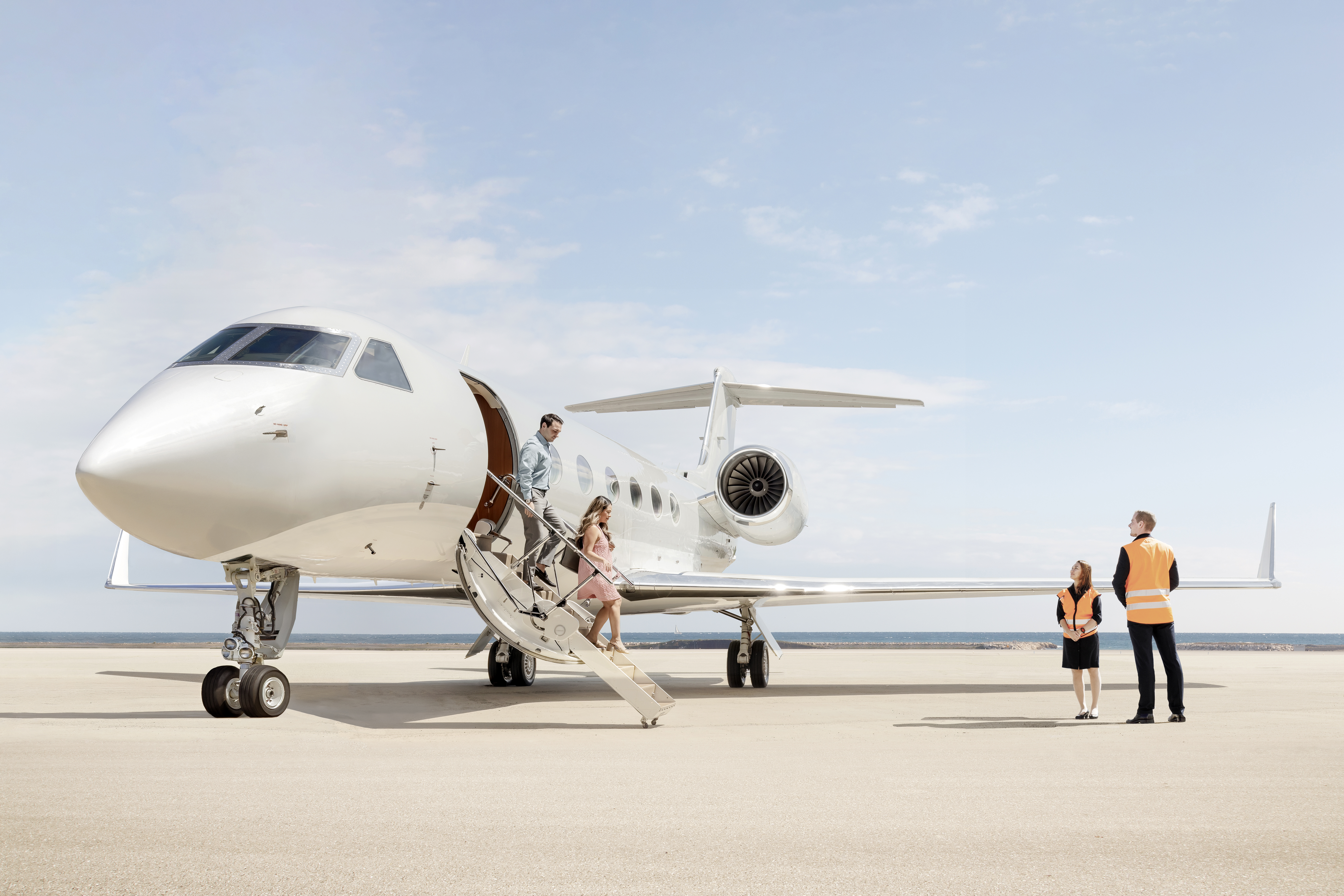 Charter aircraft with people and staff